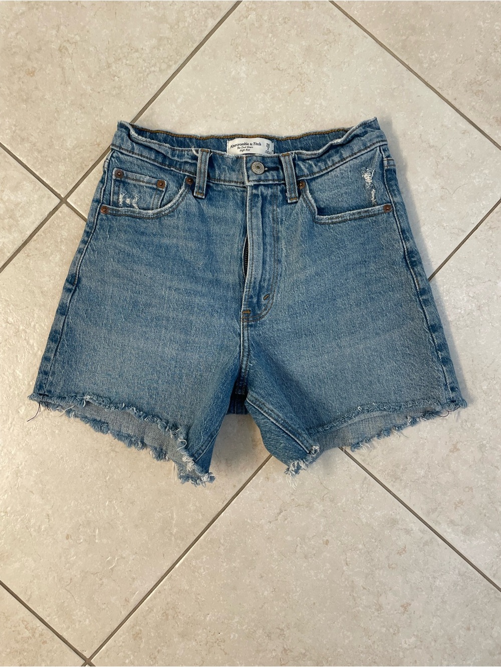 Abercrombie & Fitch Blue Distressed Denim Jean Shorts